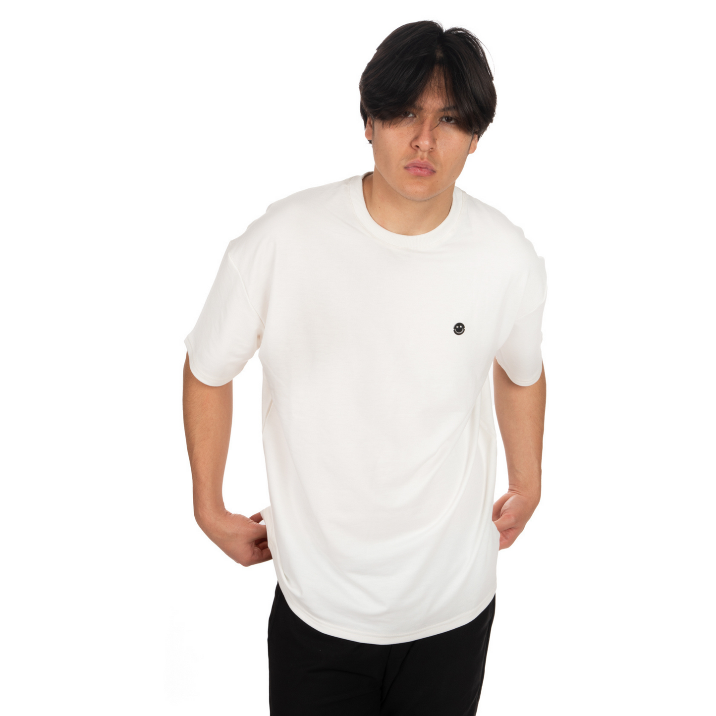 Unisex Oversized White T-shirt Le Club des Gamins zoomed view on male model