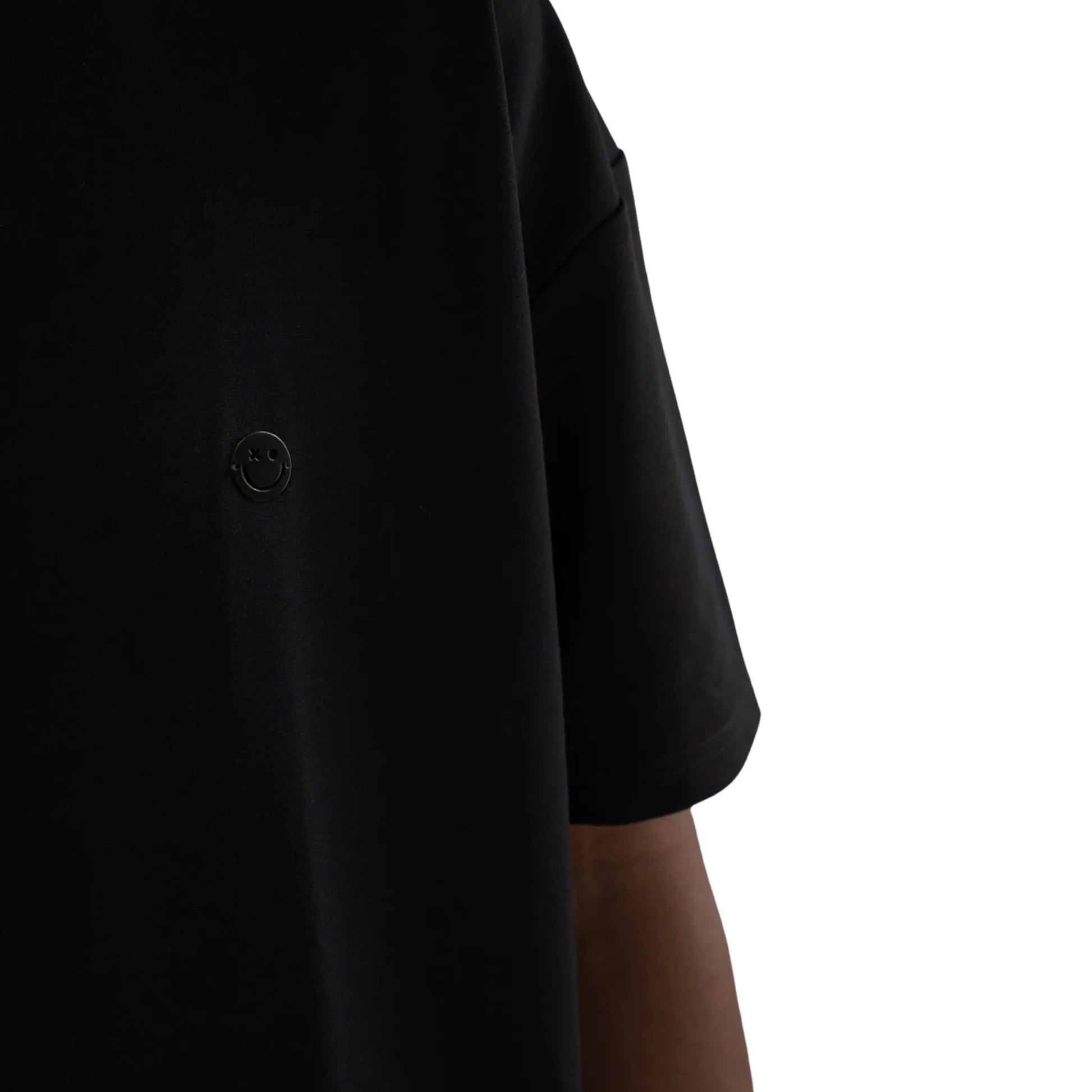 Oversized T-Shirt Black with Black Smiley close-up on smiley logo