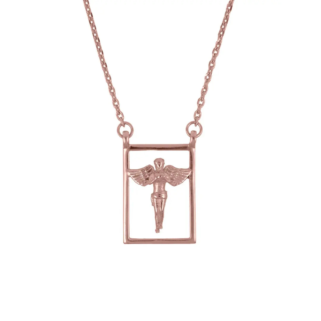 DUEROS Guardian Angel Necklace Rose Gold Plated