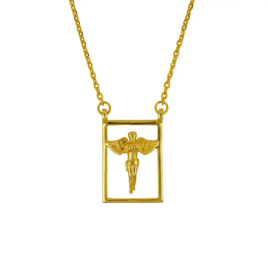 DUEROS Guardian Angel Necklace Yellow Gold Plated