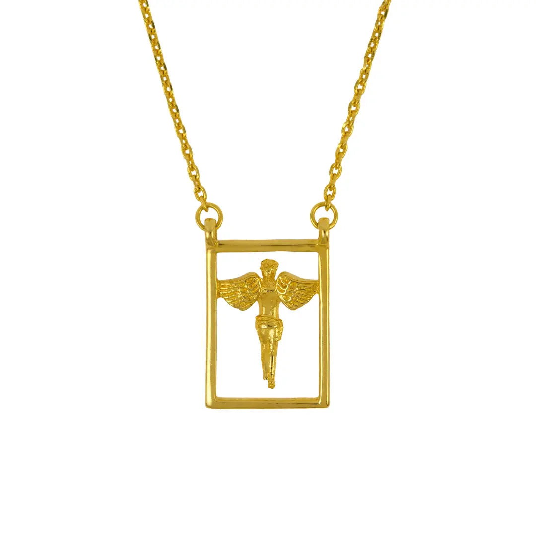 DUEROS Guardian Angel Necklace Yellow Gold Plated