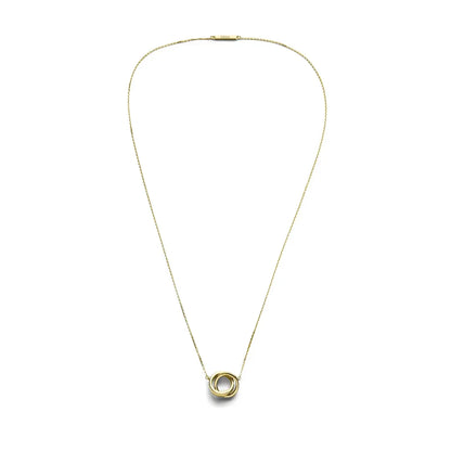 DUEROS Double Ring Necklace Yellow Gold Plated