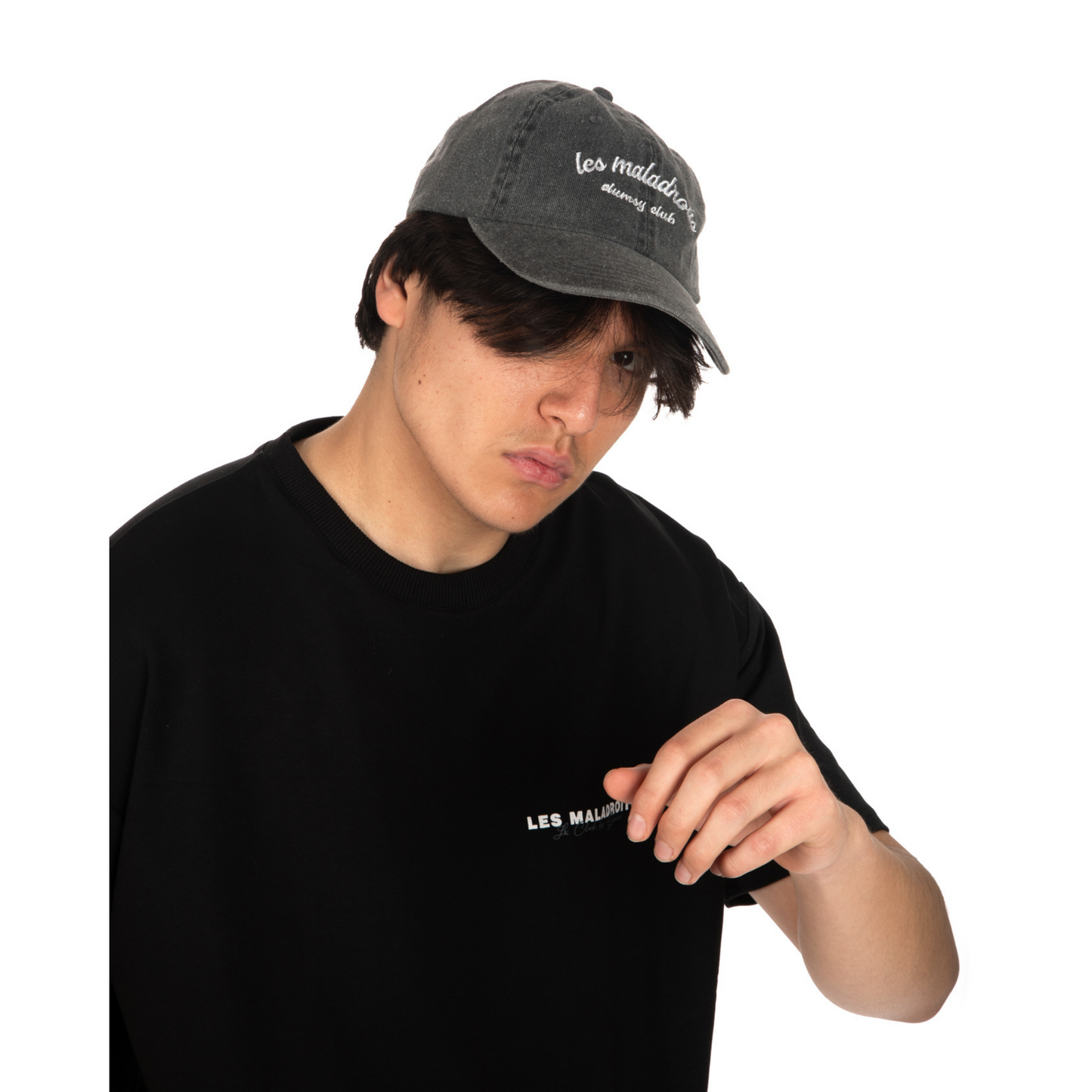 Washed Grey Hat – Les Maladroits Clumsy Club front view on male model