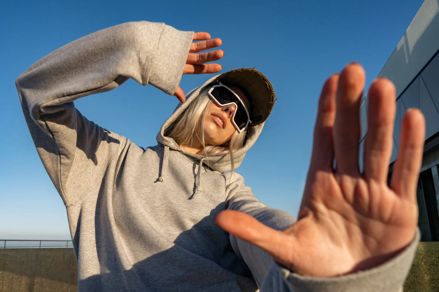 Eyecap military on woman