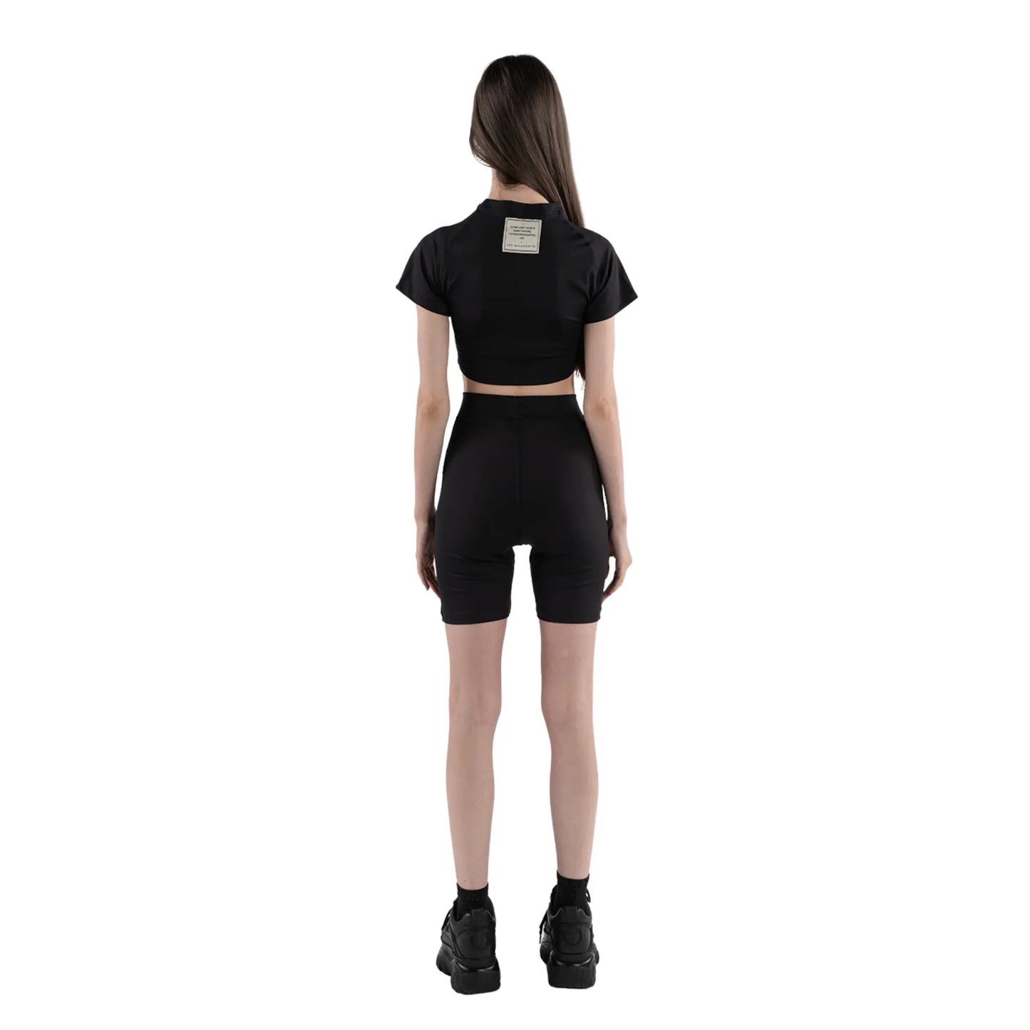 LES MALADROITS Crop Top & Biker Shorts Set Black back view
