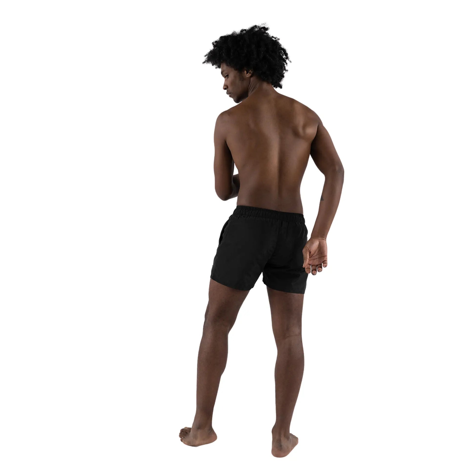 L’Homme Moderne Beachwear Black worn by black man back view