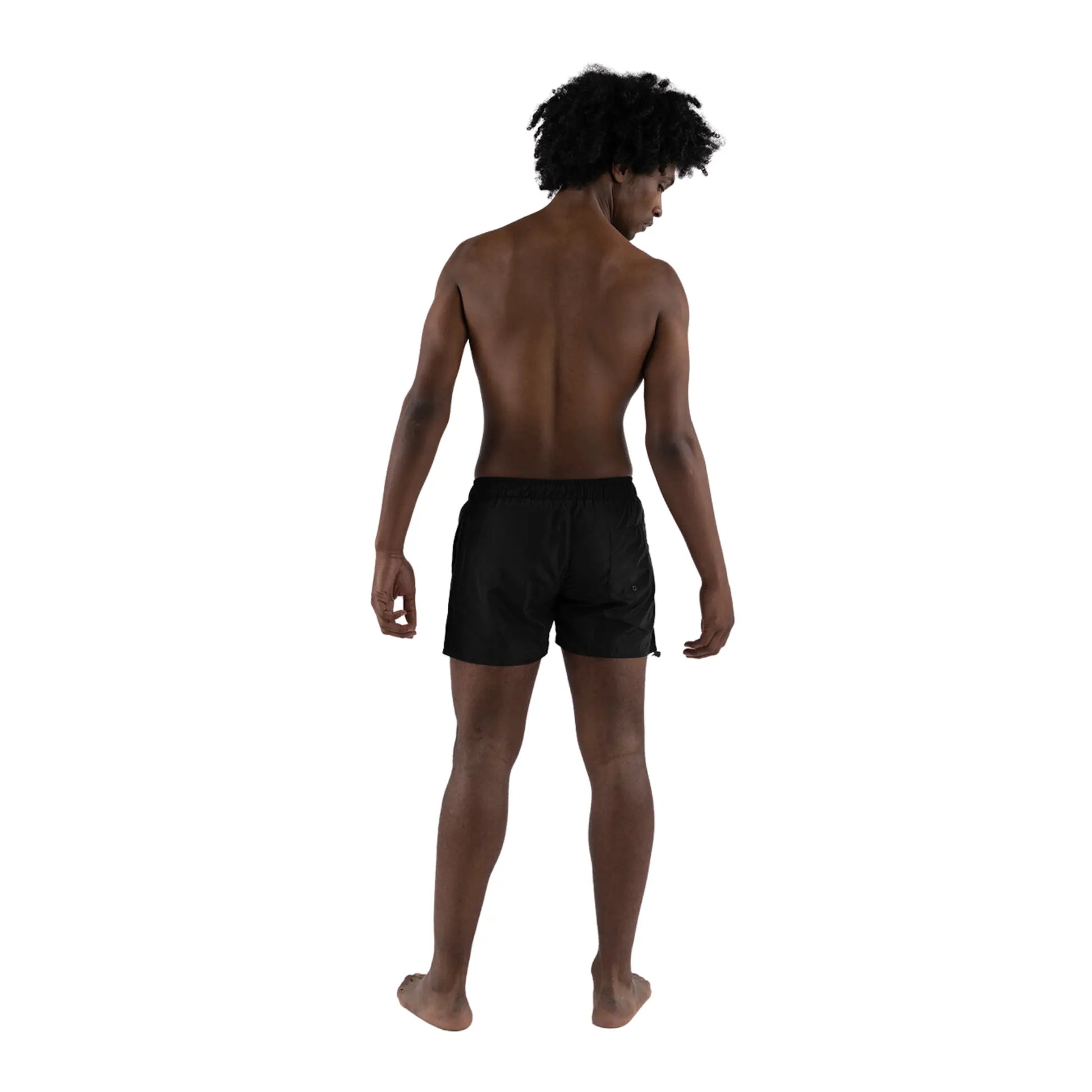 L’Homme Moderne Smiley Swimwear Black worn on black man back view