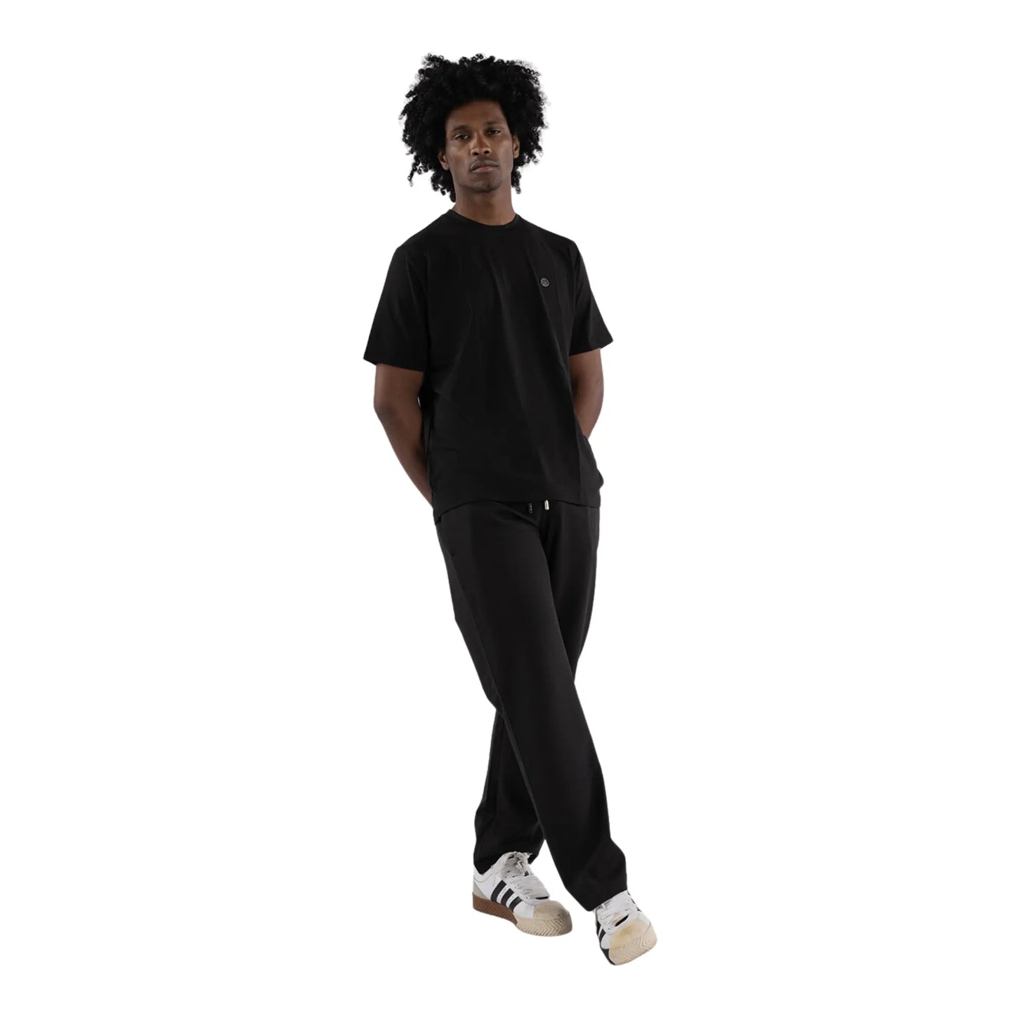 L’Homme Moderne Smiley Regular Fit T-shirt worn by black man front view