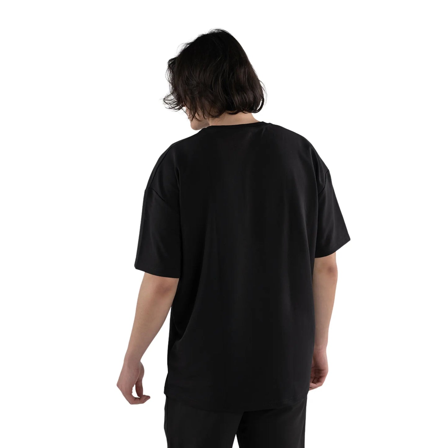 LES MALADROITS Oversized T-Shirt Black with Grey Painted Smiley and Graffiti back view