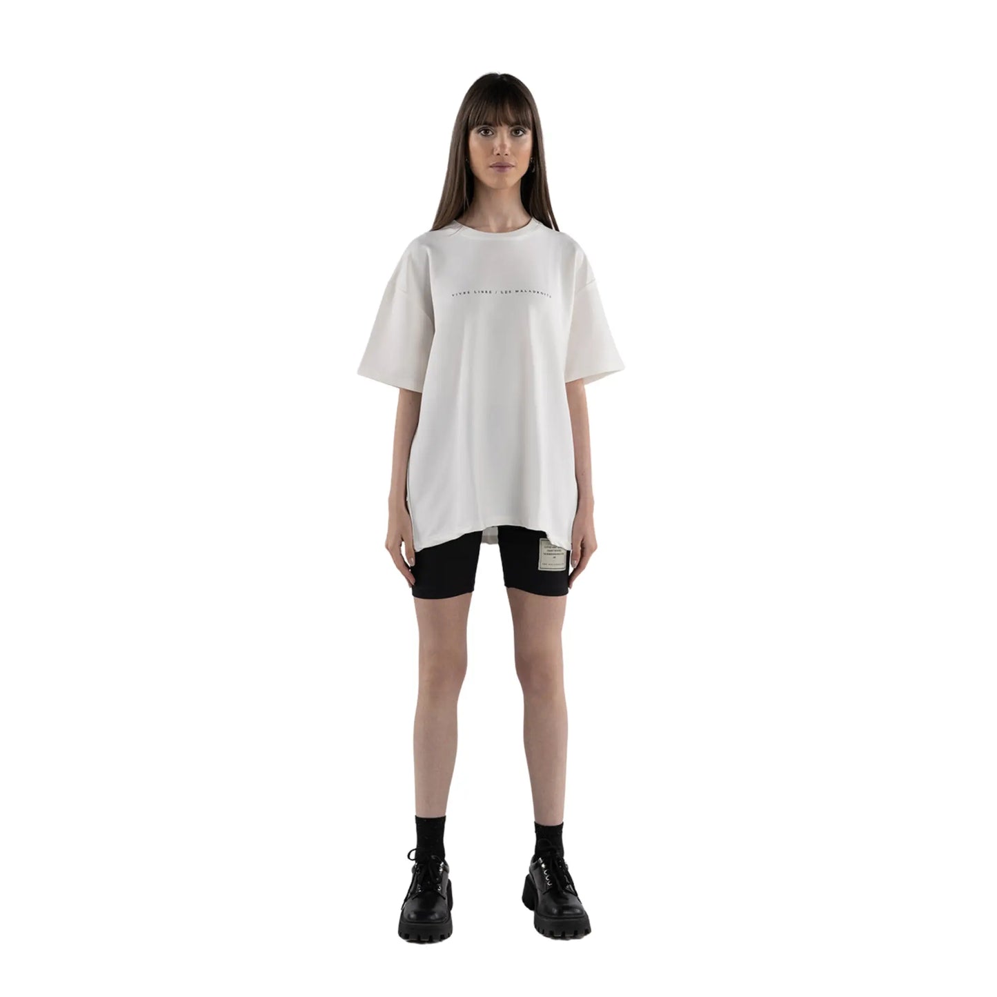 Oversized T-Shirt White Vivre Libre / Les Maladroits front view