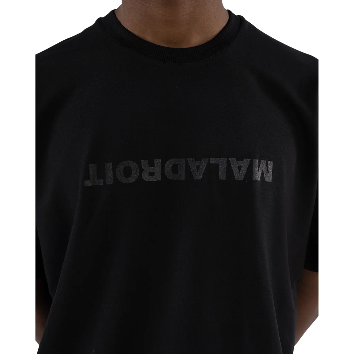 LES MALADROITS Oversized T-Shirt Black Maladroits Reversed close-up view on print