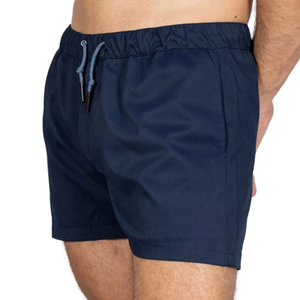 Navy Blue Swimwear with Logo Embroidery