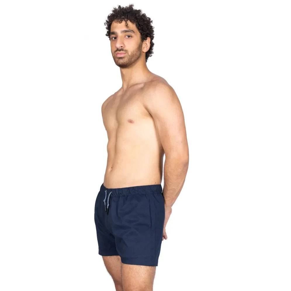 Navy Blue Swimwear with Logo Embroidery