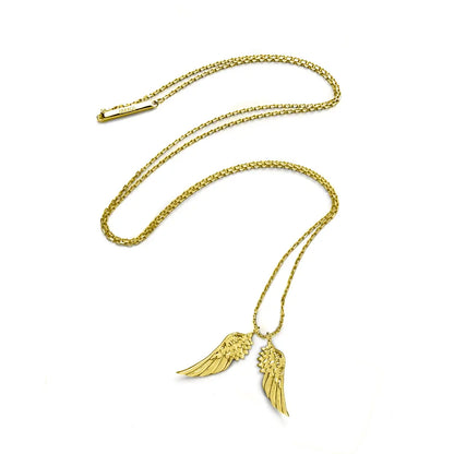 Dueros angel wings necklace yellow gold for men and women