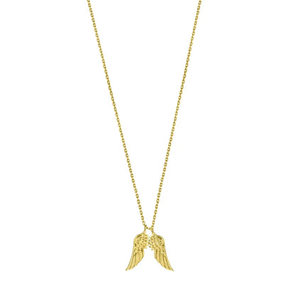 Dueros angel wings necklace yellow gold for men and women