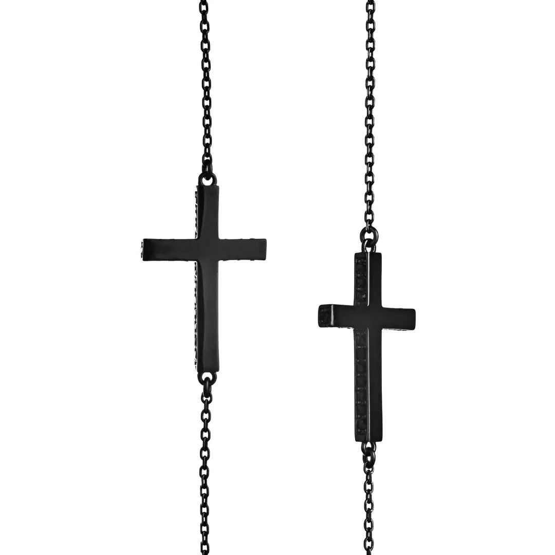 Dueros Cross Necklace Black Polished Stainless Steel for men and women