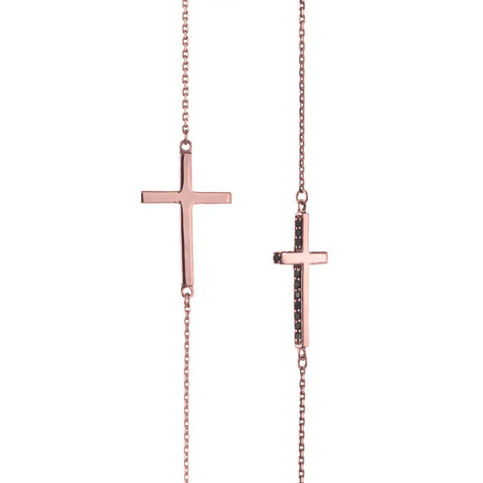 Dueros Cross Necklace 18K Rose Gold Plated for men and women