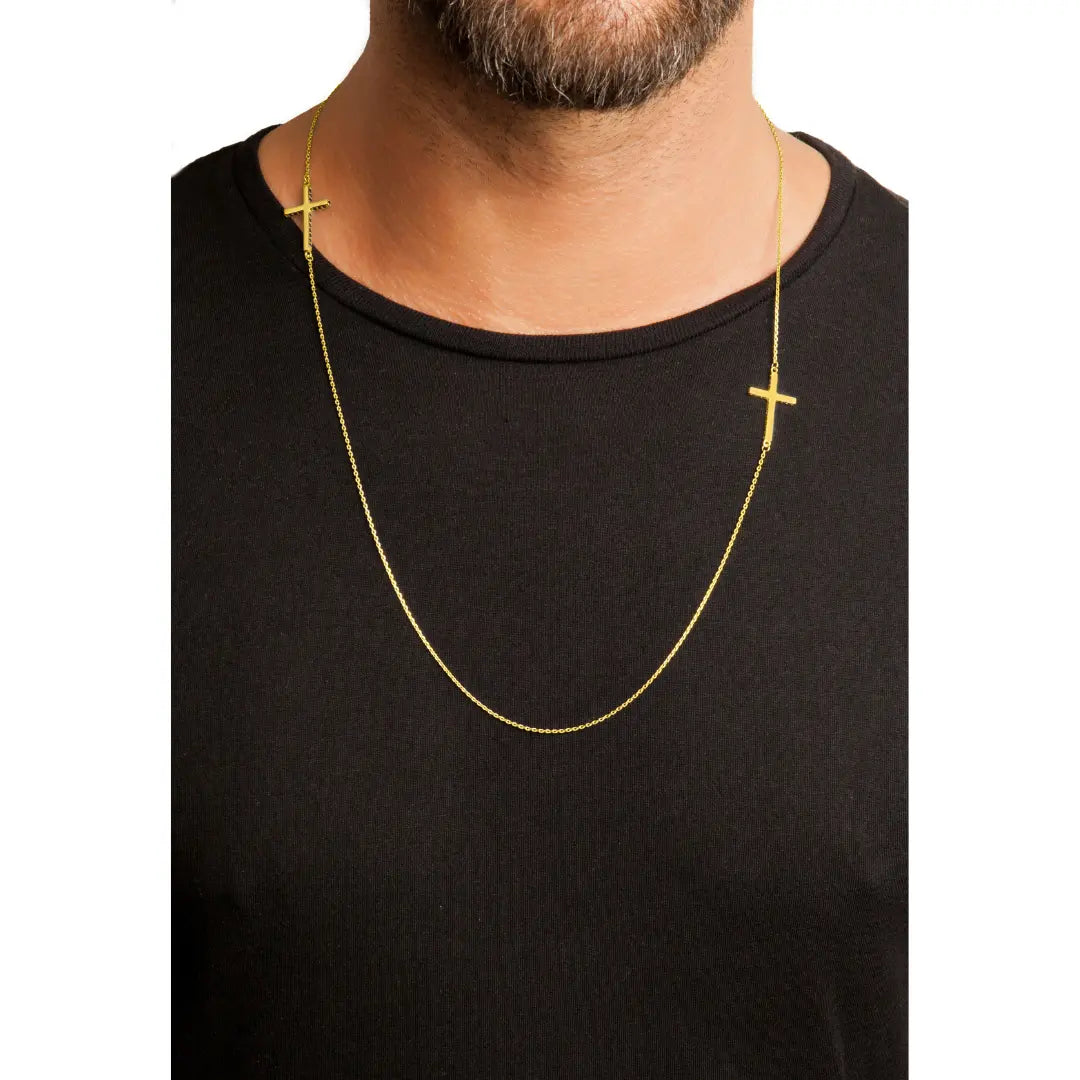 Dueros Cross Necklace 18K Yellow Gold Plated on men