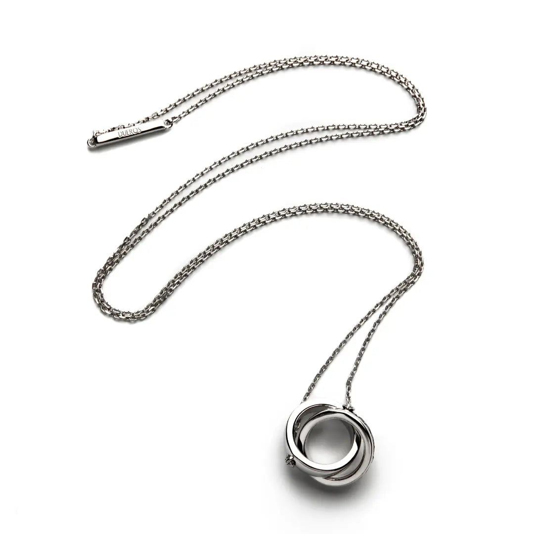 Dueros Double Ring Necklace Sterling Silver for men and women