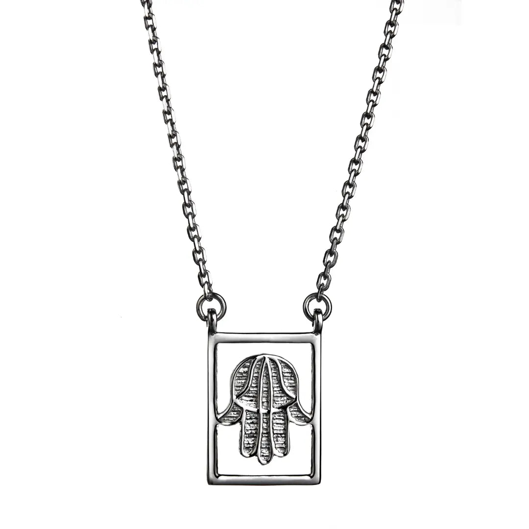 Dueros hand of fatima necklace sterling silver for men and women