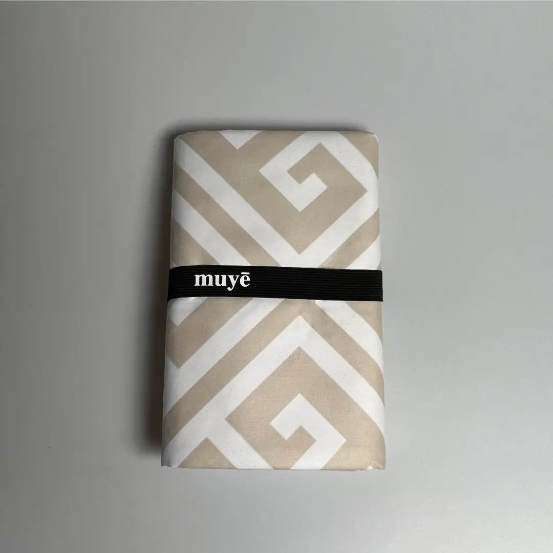 Muye Mykonos beige beach towel quick dry lightweight super absorbent sand-free with elastic hook