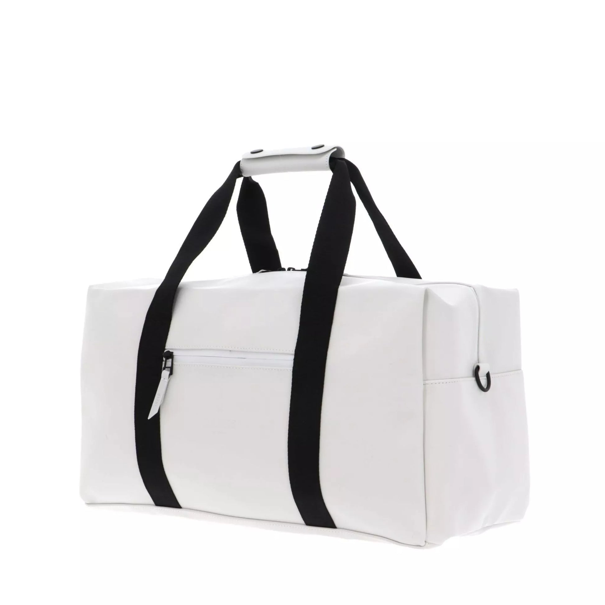 Rains waterproof gym bag off white for men and women front and side view